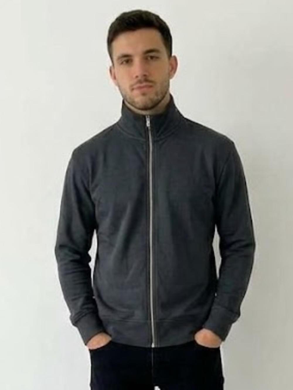 NWT Zara Man REGULAR FIT ZIP SWEATSHIRT Gray Size S Small